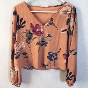 Flowy Long Sleeved Pink Floral Top